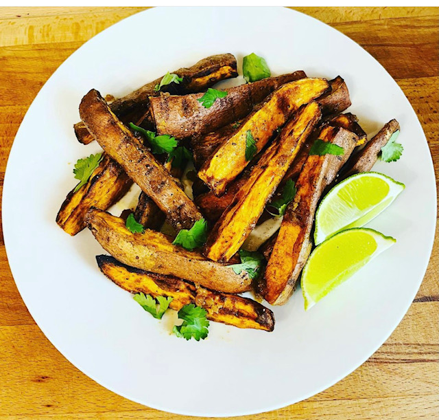 Sliced sweet potatoes